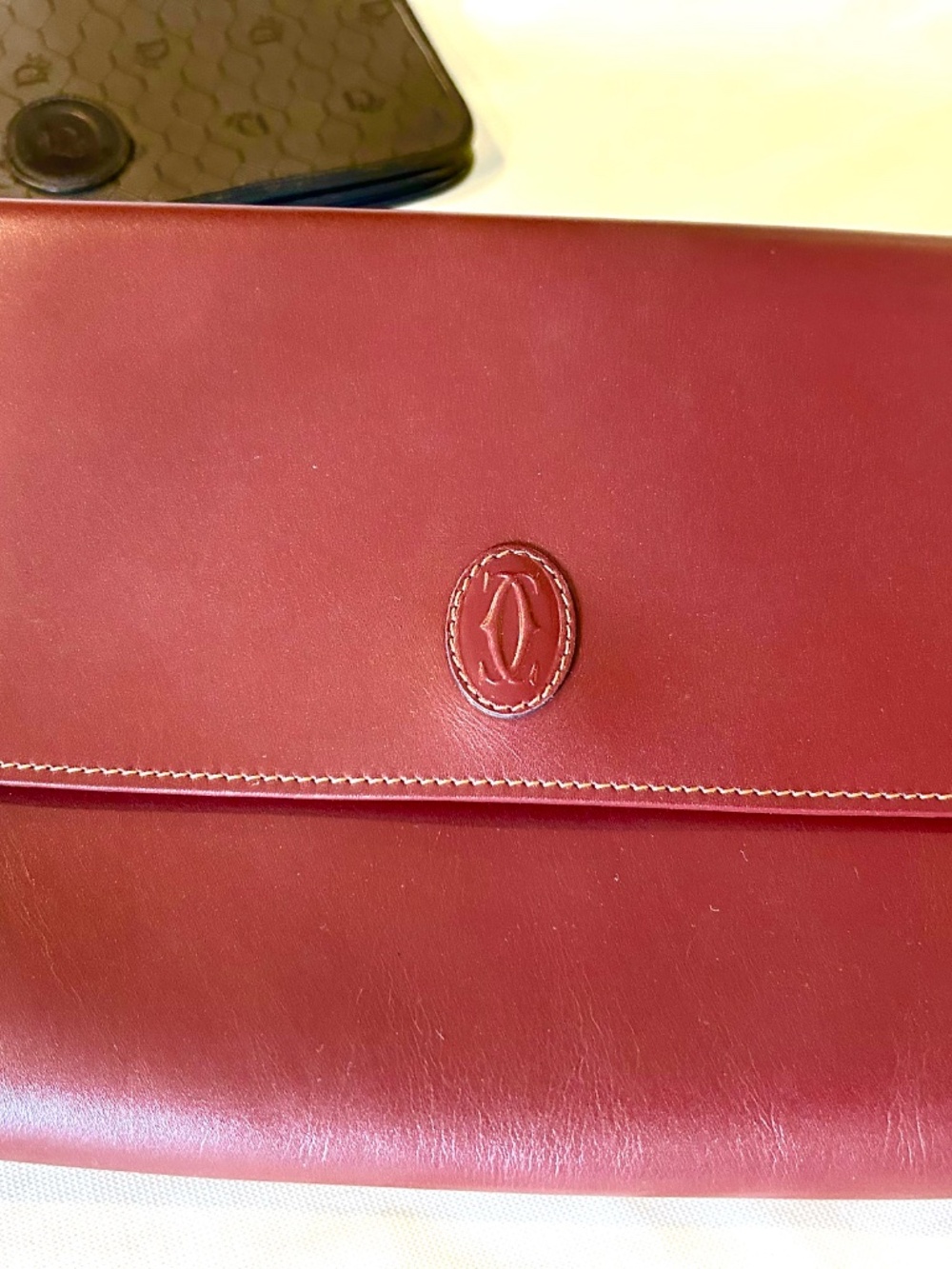 Cartier Leather Clutch. Beautiful, burgundy. New.  Can be used as shoulder bag. - Picture 3 of 16